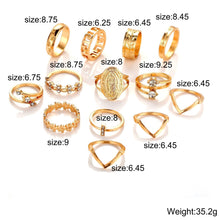 Load image into Gallery viewer, 13 Piece Medallion Ring Set With Austrian Crystals 18K Gold Plated Ring ITALY Design